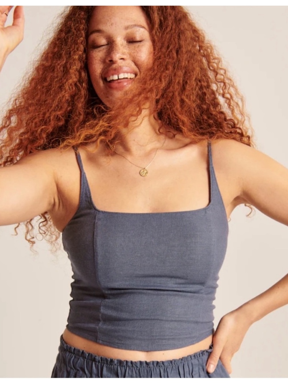 Abercrombie & Fitch Square Neck Linen Blend Top